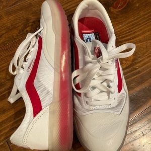 Vans Red and White Sneaker with Clear Gum Sole